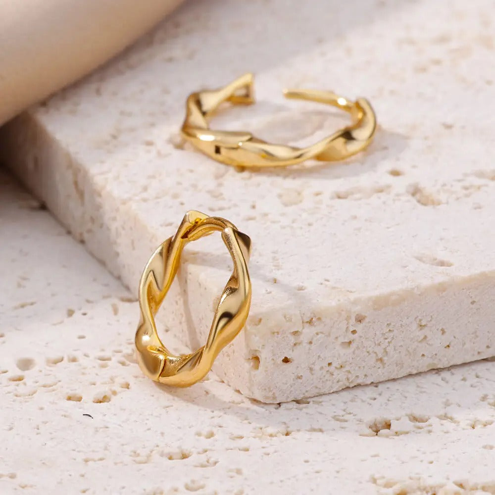 Twisted Hoop Earrings in 18k Gold Plated