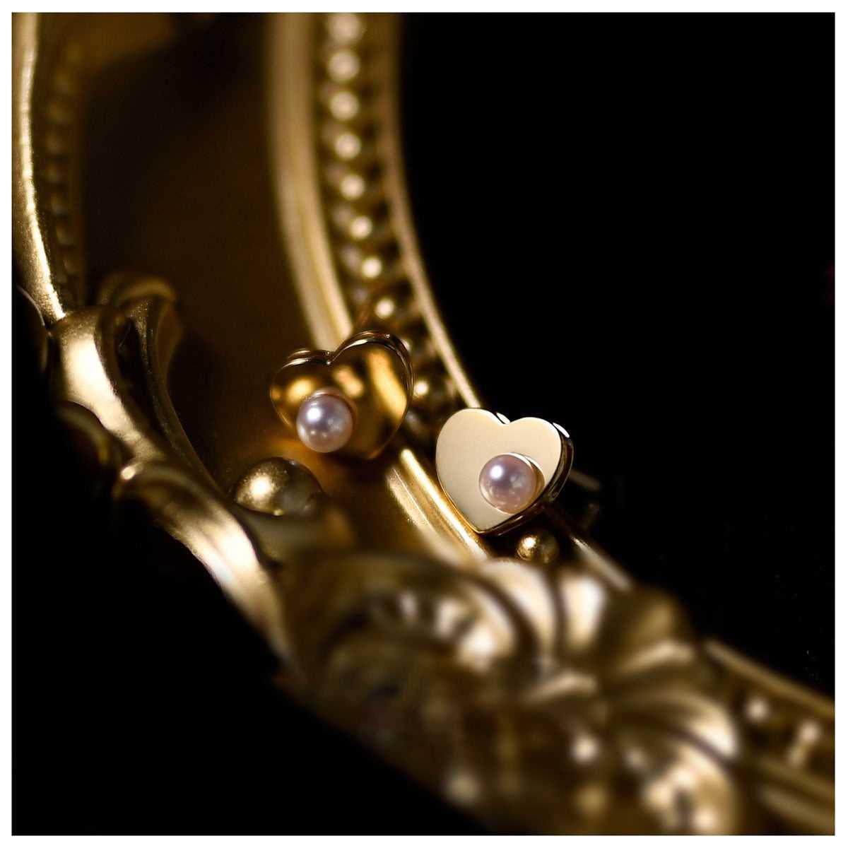 French Mirror Pearl Stud Earrings