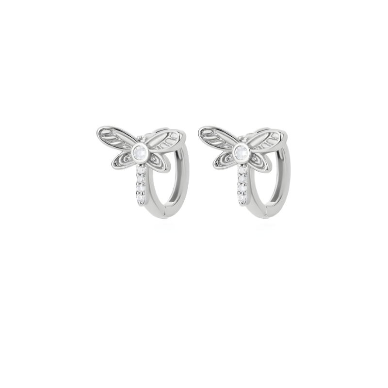 Dragonfly Hoop Earrings in 18k Gold Plated with Zircon
