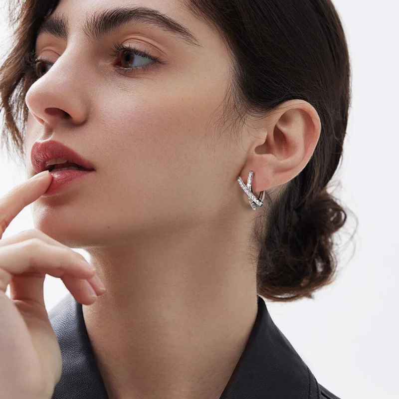 Sparkling Cross Earrings in 18k Gold Plated