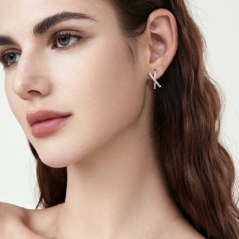 Sparkling Cross Earrings in 18k Gold Plated