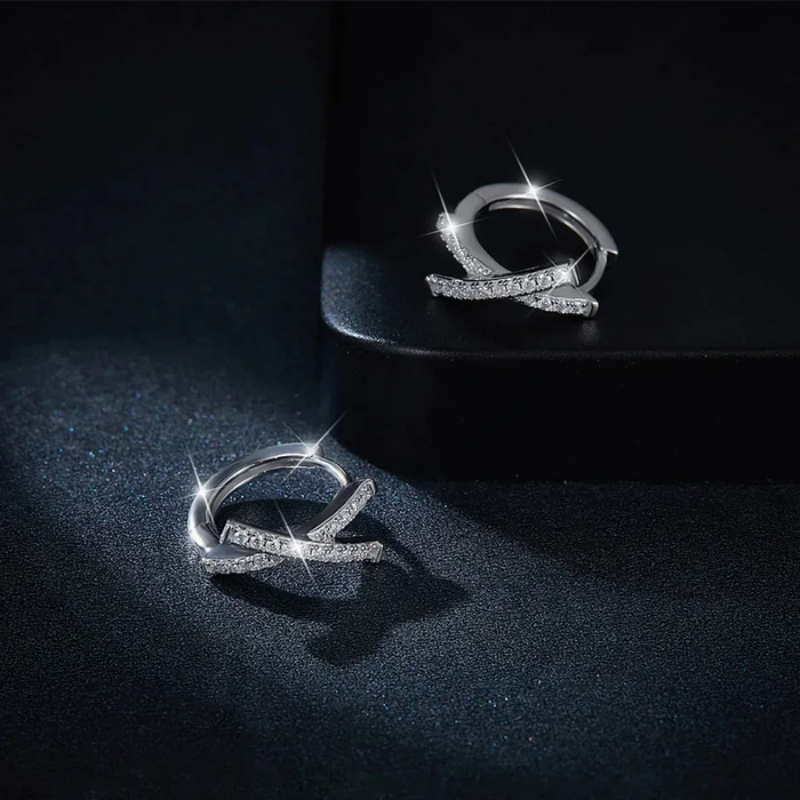 Sparkling Cross Earrings in 18k Gold Plated