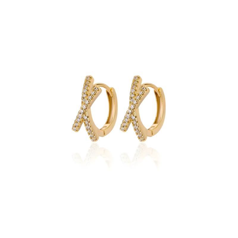 Sparkling Cross Earrings in 18k Gold Plated