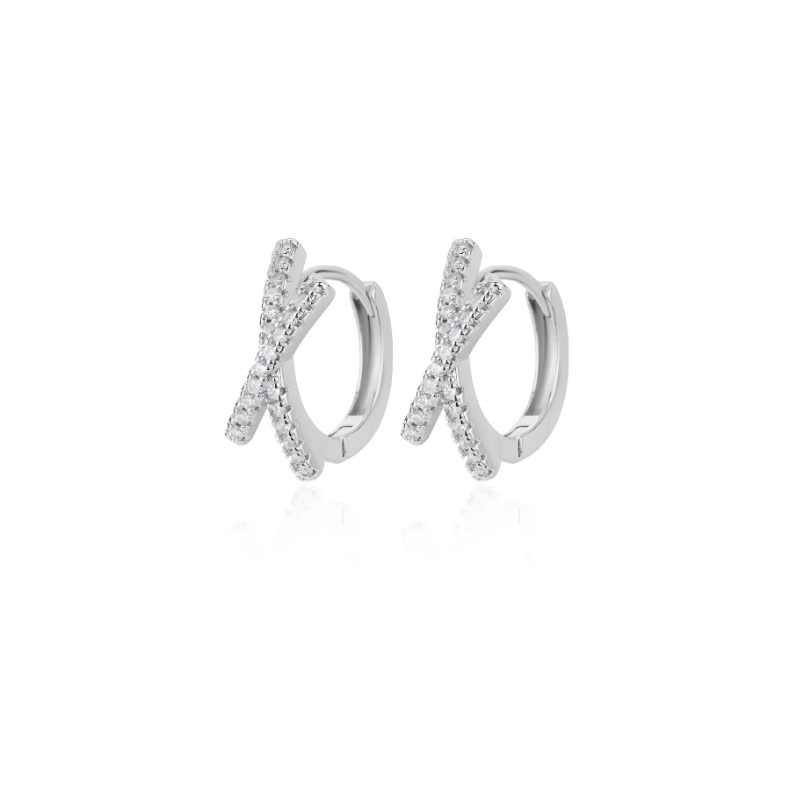 Sparkling Cross Earrings in 18k Gold Plated
