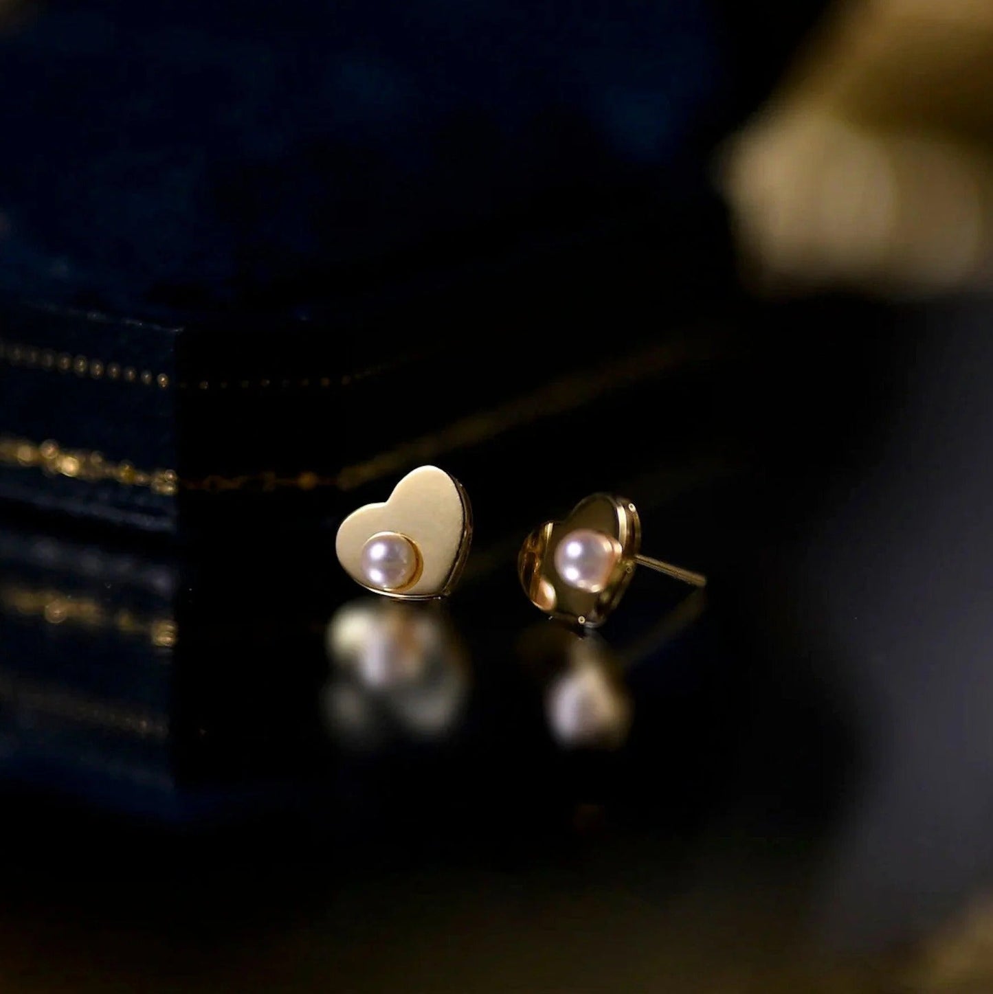 French Mirror Pearl Stud Earrings