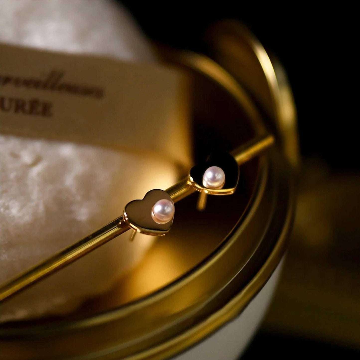 French Mirror Pearl Stud Earrings
