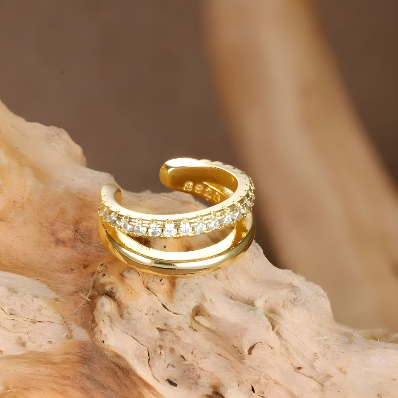 Gold-Plated Zirconia Clip-On Earrings