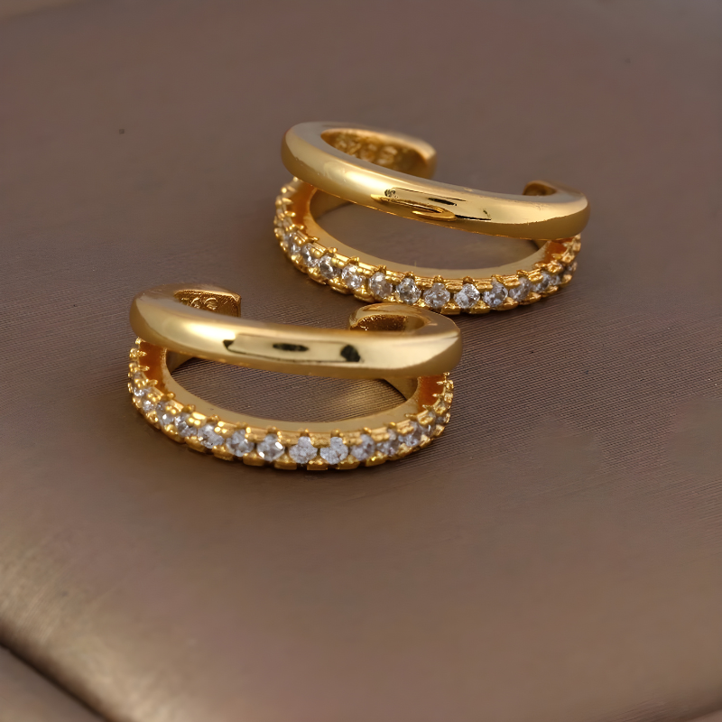 Gold-Plated Zirconia Clip-On Earrings