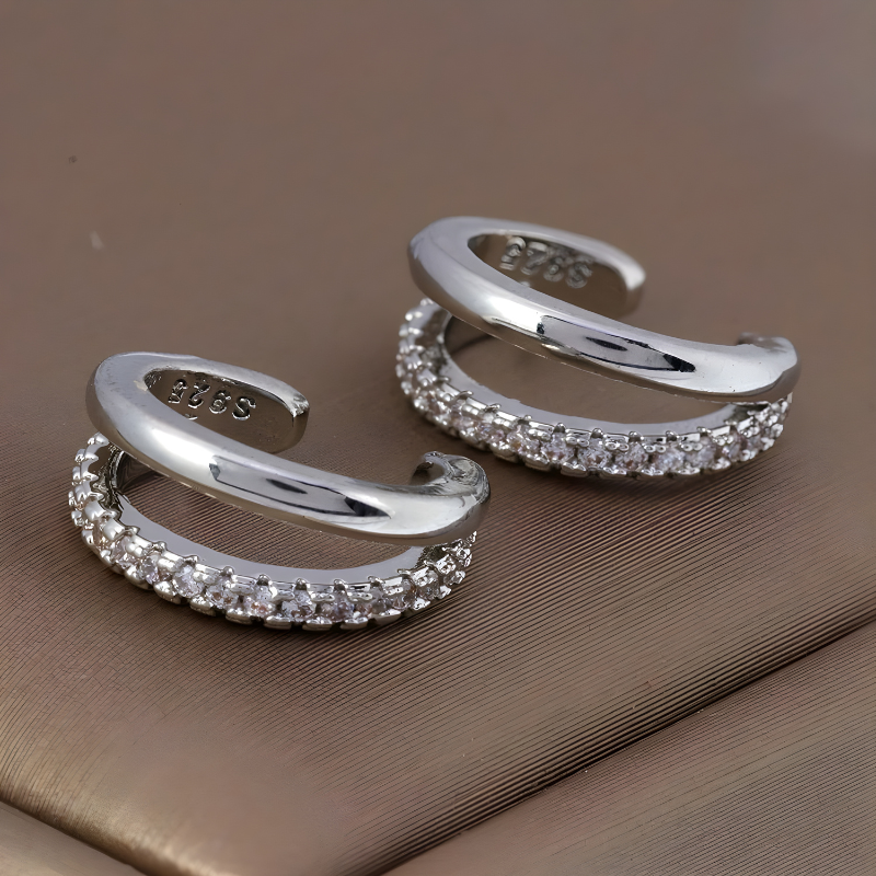 Gold-Plated Zirconia Clip-On Earrings