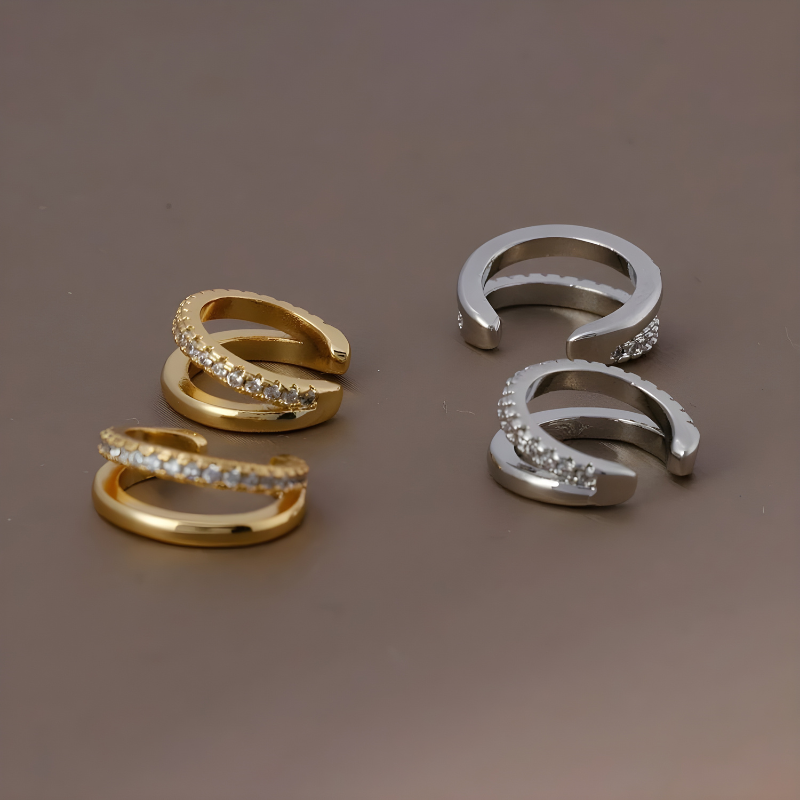 Gold-Plated Zirconia Clip-On Earrings