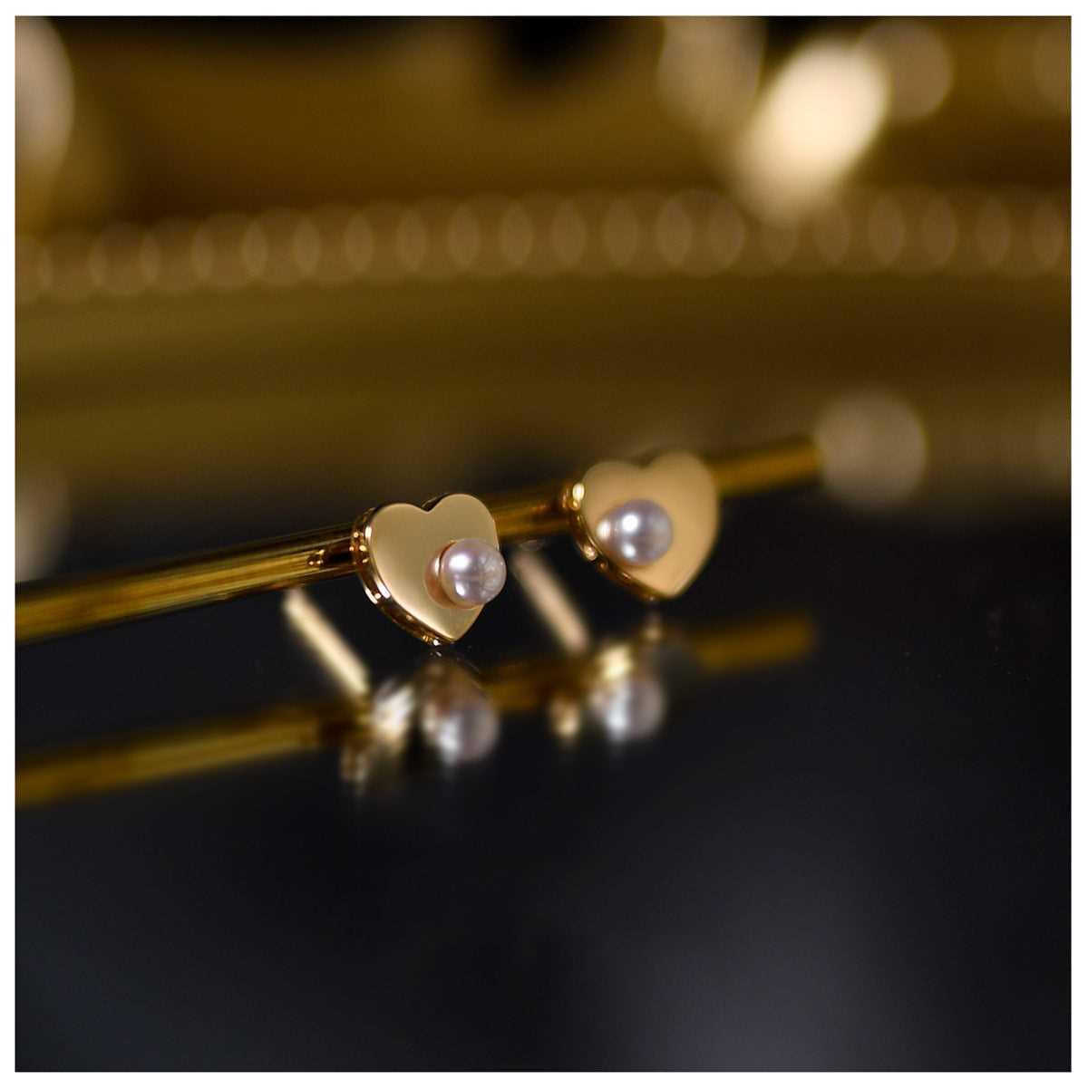 French Mirror Pearl Stud Earrings