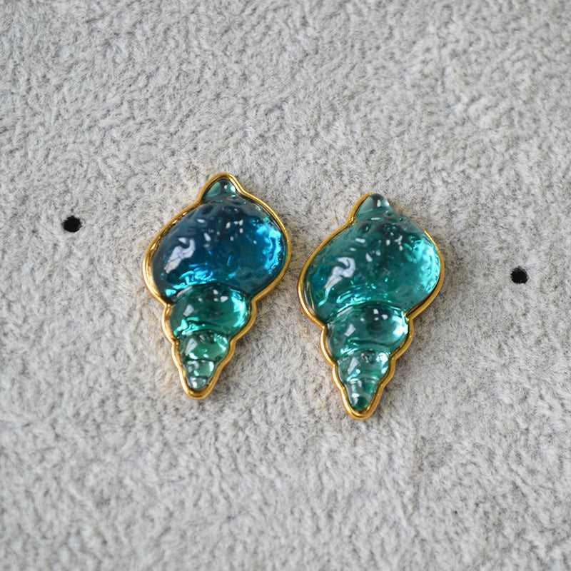 Ocean Blue Shell Drop Earrings
