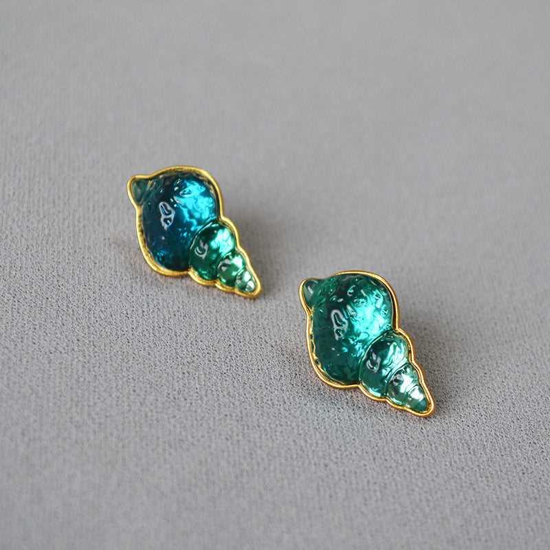 Ocean Blue Shell Drop Earrings