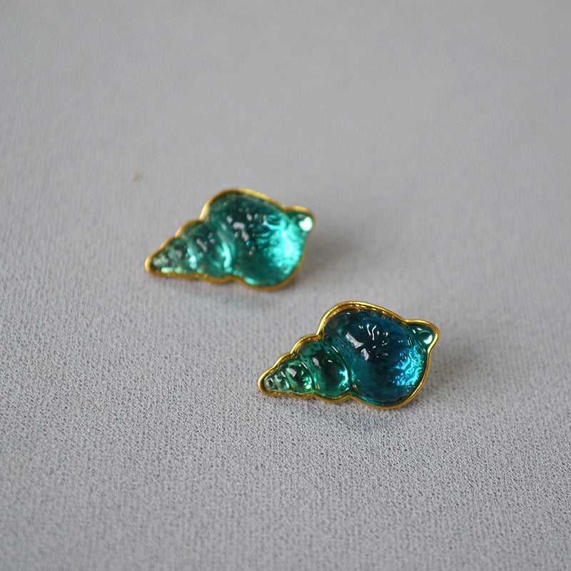Ocean Blue Shell Drop Earrings