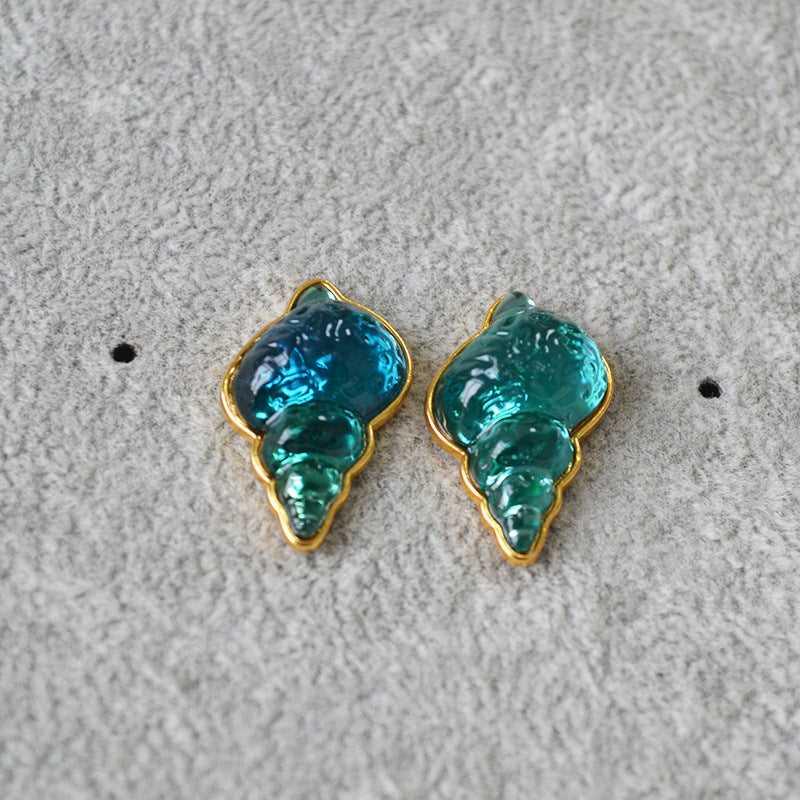 Ocean Blue Shell Drop Earrings