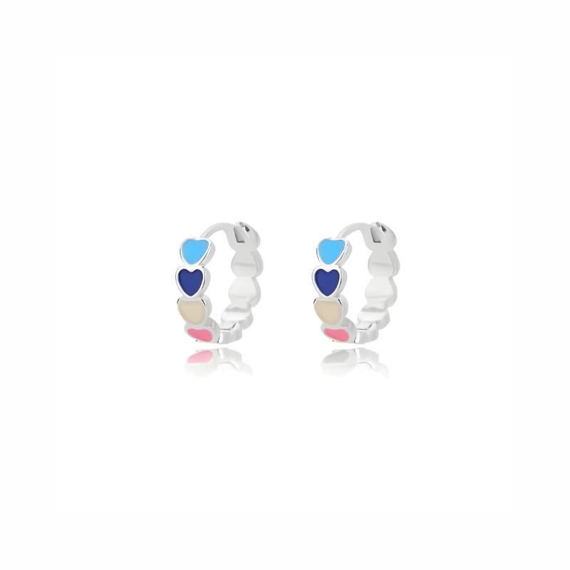Colorful Heart Hoop Earrings with 18K Gold Plating