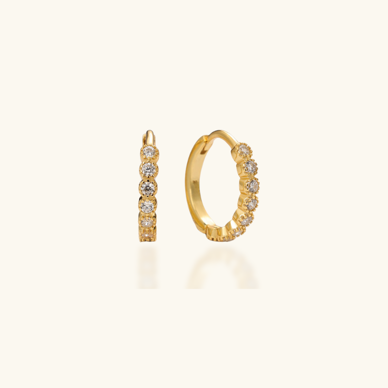 Gold-Plated Hoop Earrings with Zirconia Stones