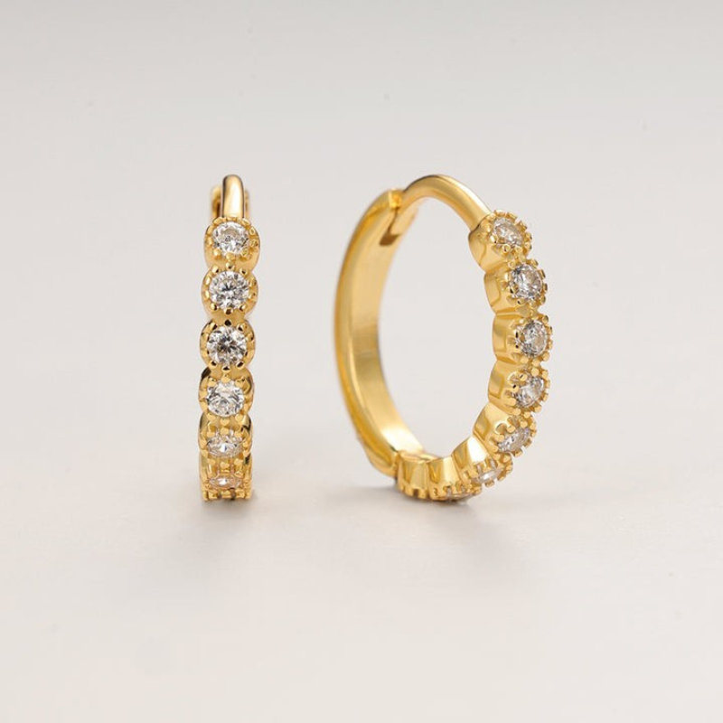 Gold-Plated Hoop Earrings with Zirconia Stones