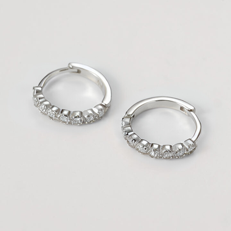 Gold-Plated Hoop Earrings with Zirconia Stones