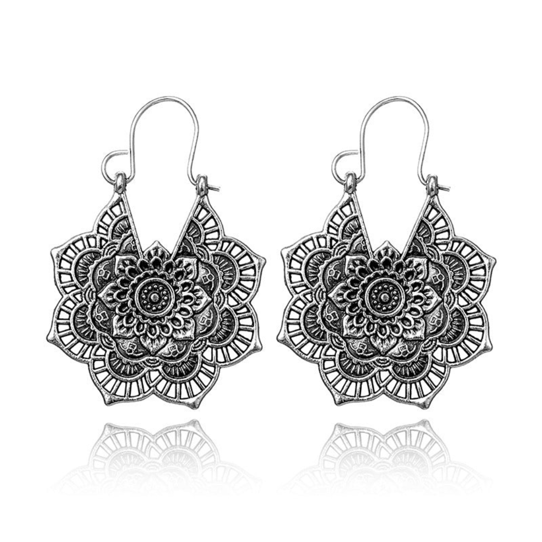 Lotus Mandala Earrings in Gold