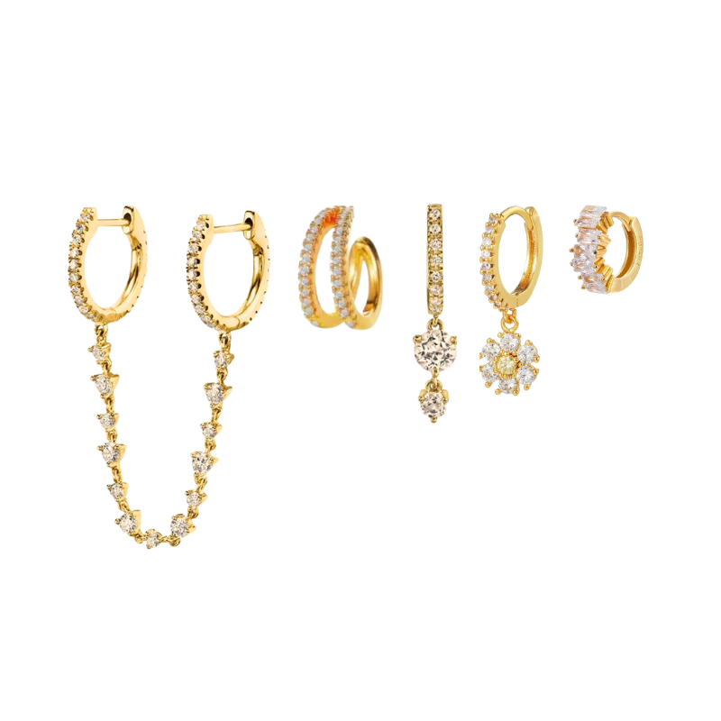 Earrings Jewelry Set with Sparkling Zirconia Hoops