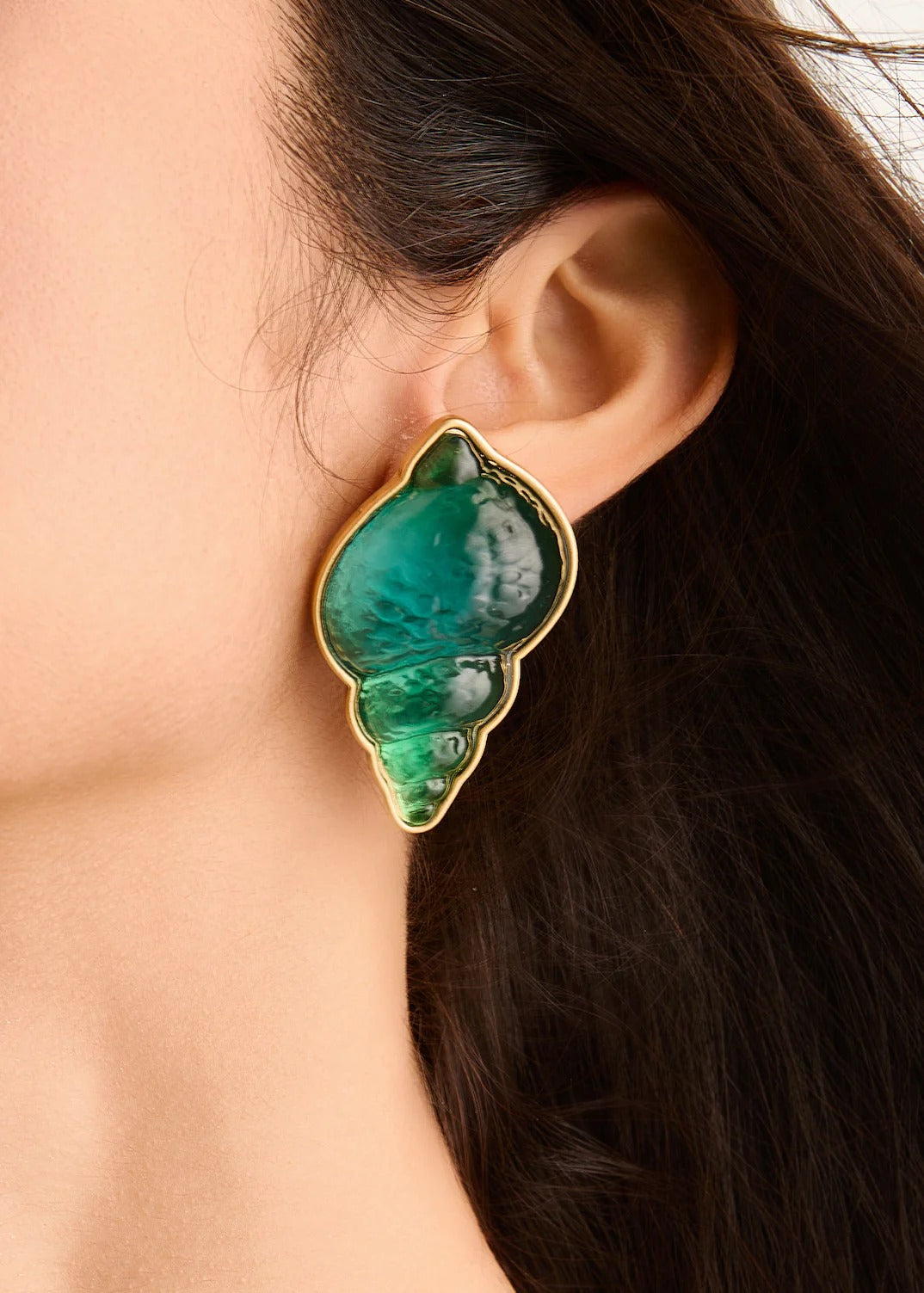 Ocean Blue Shell Drop Earrings