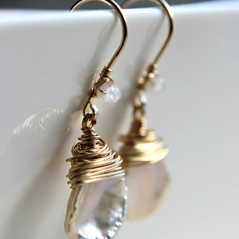 Vintage Baroque Pearl Drop Earrings with 18K Gold