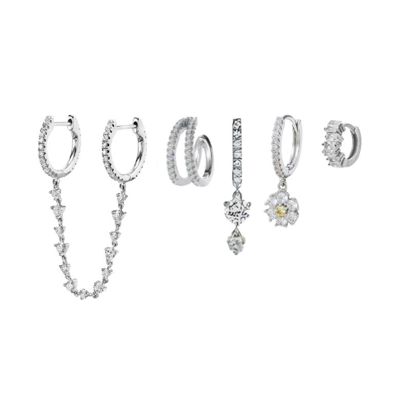 Earrings Jewelry Set with Sparkling Zirconia Hoops