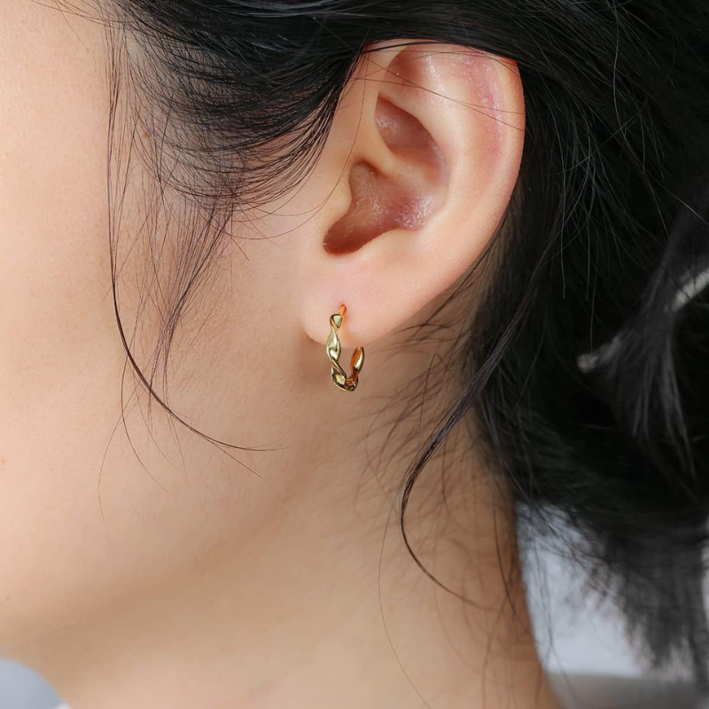 Twisted Hoop Earrings in 18k Gold Plated