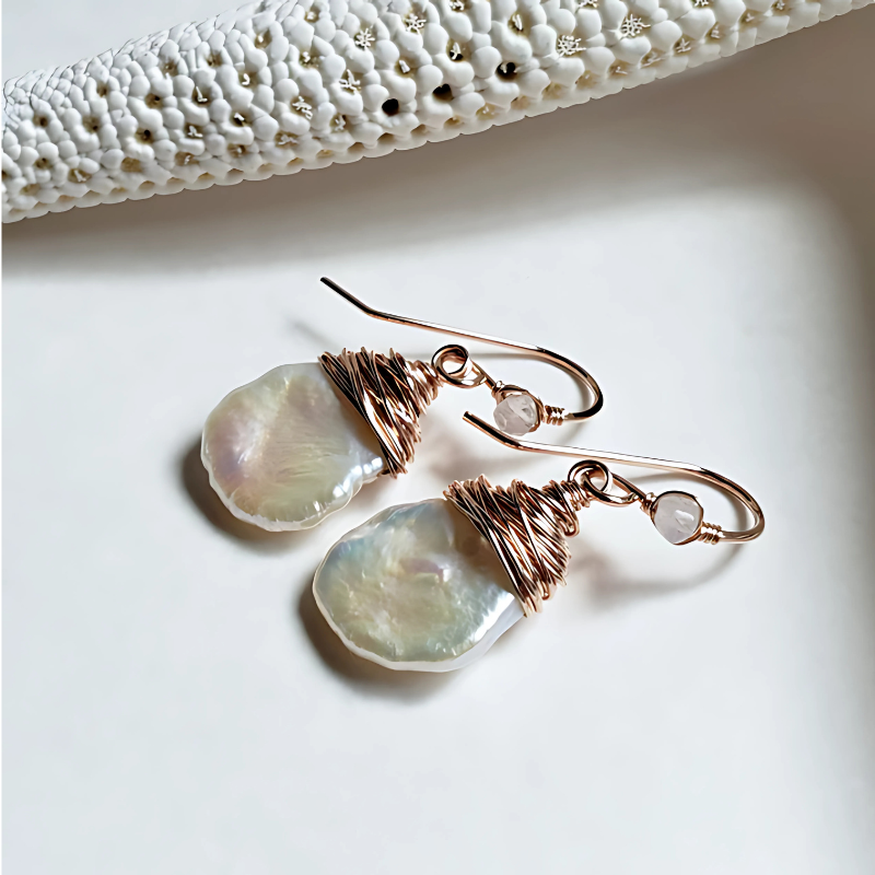 Vintage Baroque Pearl Drop Earrings with 18K Gold