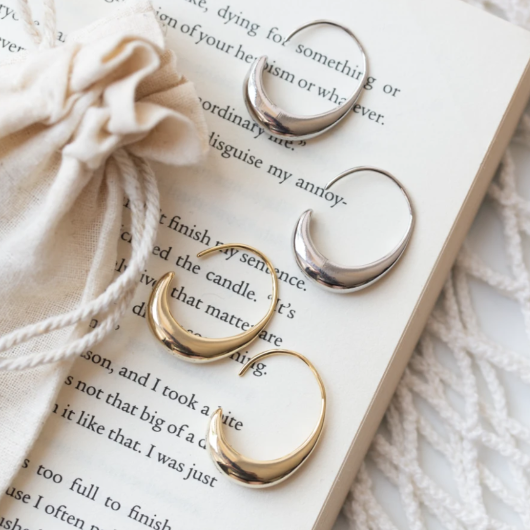 Luxury Gold and Silver Half-Hoop Earrings