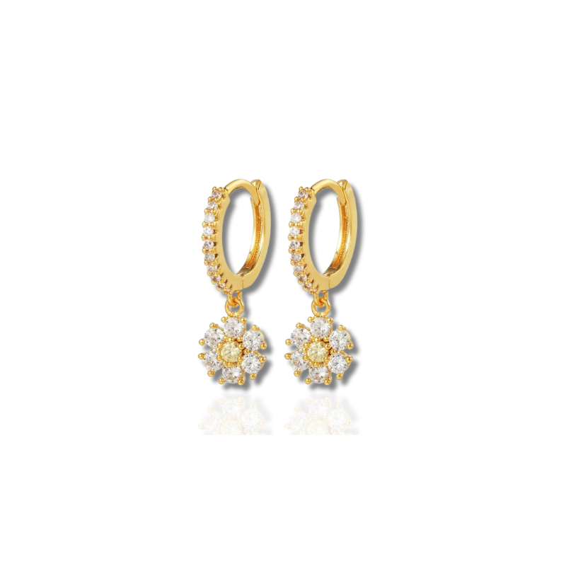 Earrings Jewelry Set with Sparkling Zirconia Hoops