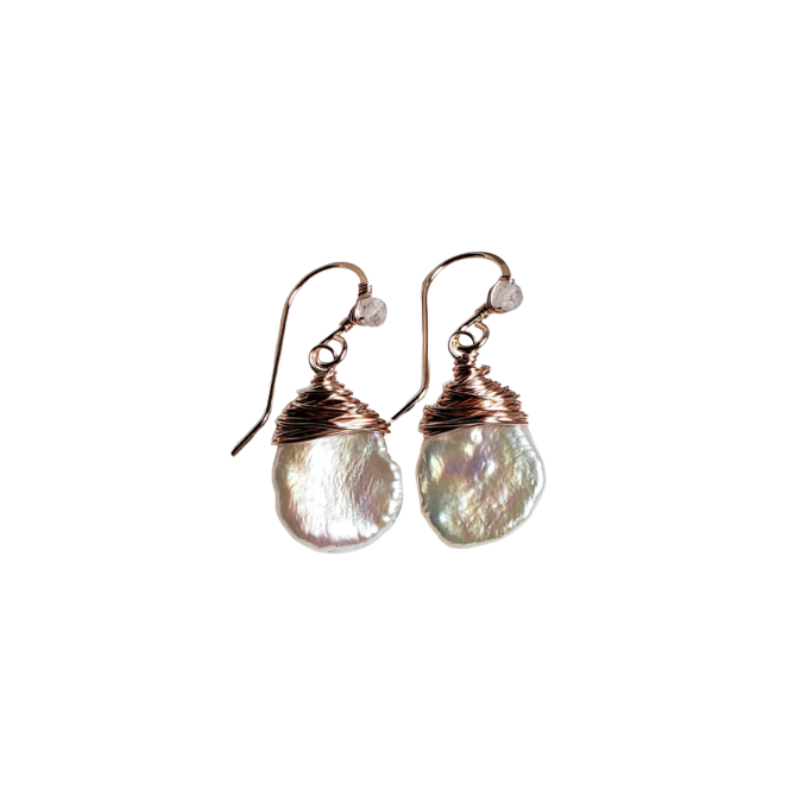Vintage Baroque Pearl Drop Earrings with 18K Gold