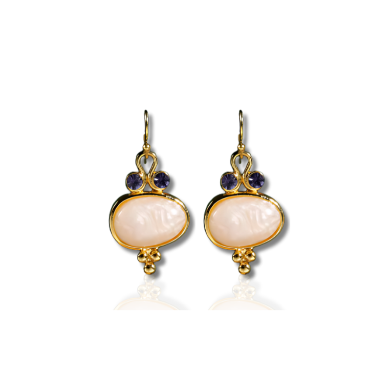 Oval Boho-Inspired Earrings with Gemstones