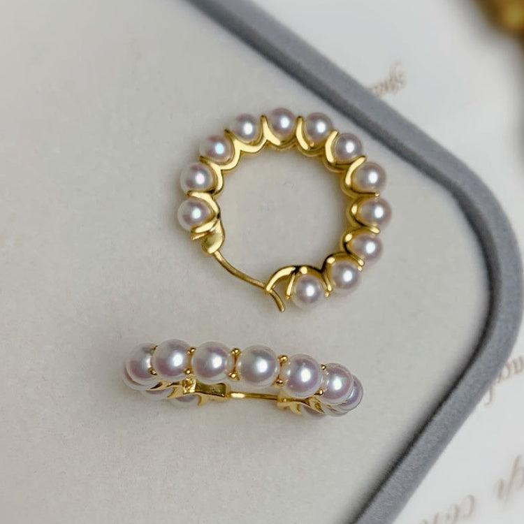 Round Shell Pearl Hoop Earrings
