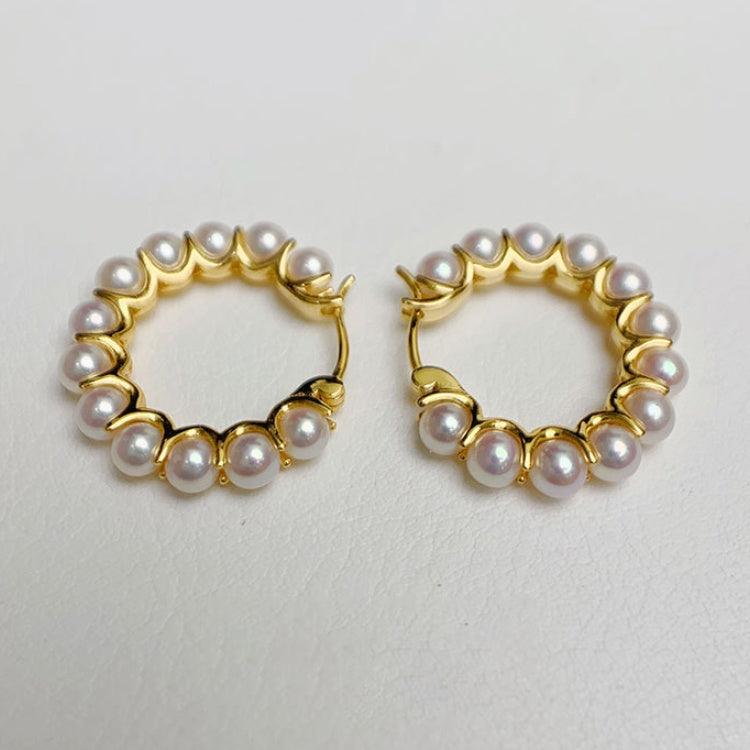 Round Shell Pearl Hoop Earrings