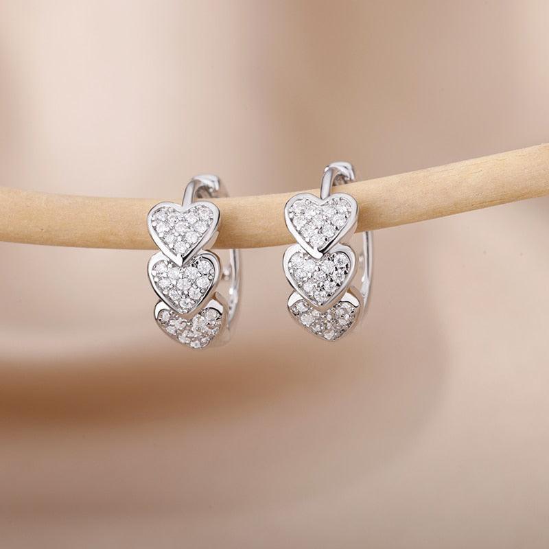 Dazzling Heart Hoop Earrings