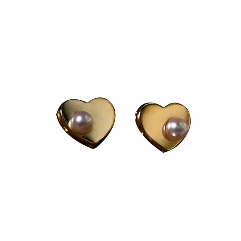 French Mirror Pearl Stud Earrings