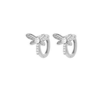 Dragonfly Hoop Earrings in 18k Gold Plated with Zircon