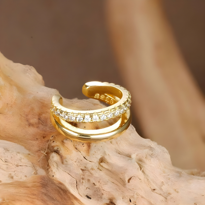 Gold-Plated Zirconia Clip-On Earrings