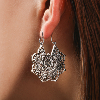 Lotus Mandala Earrings in Gold