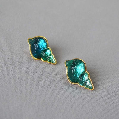 Ocean Blue Shell Drop Earrings