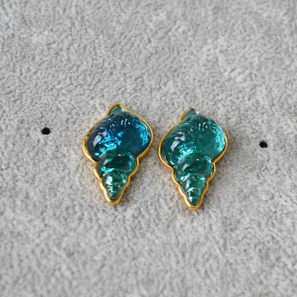 Ocean Blue Shell Drop Earrings