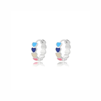 Colorful Heart Hoop Earrings with 18K Gold Plating