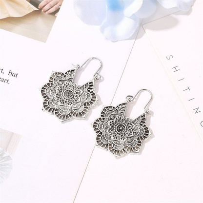 Lotus Mandala Earrings in Gold