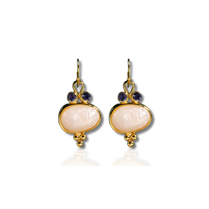Oval Boho-Inspired Earrings with Gemstones