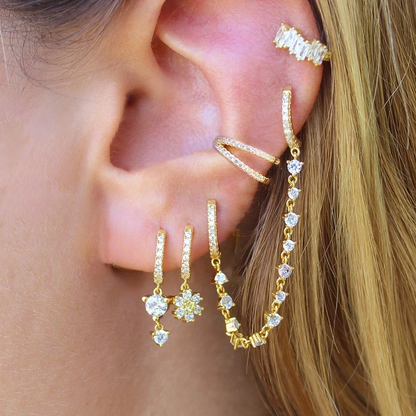 Earrings Jewelry Set with Sparkling Zirconia Hoops