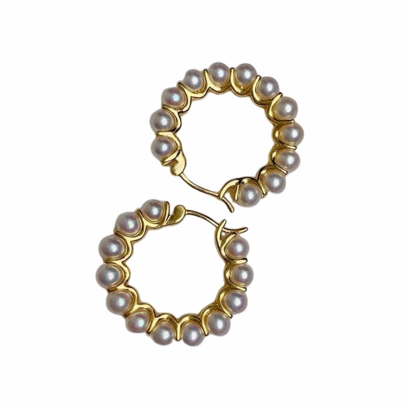 Round Shell Pearl Hoop Earrings
