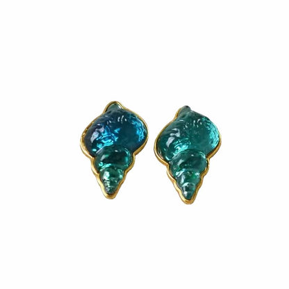 Ocean Blue Shell Drop Earrings