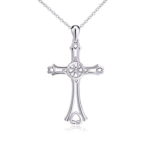 925 Sterling Silver Irish Celtic Cross Pendant Necklace, 18inches ...